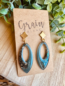 Boucles résine (vert doré)