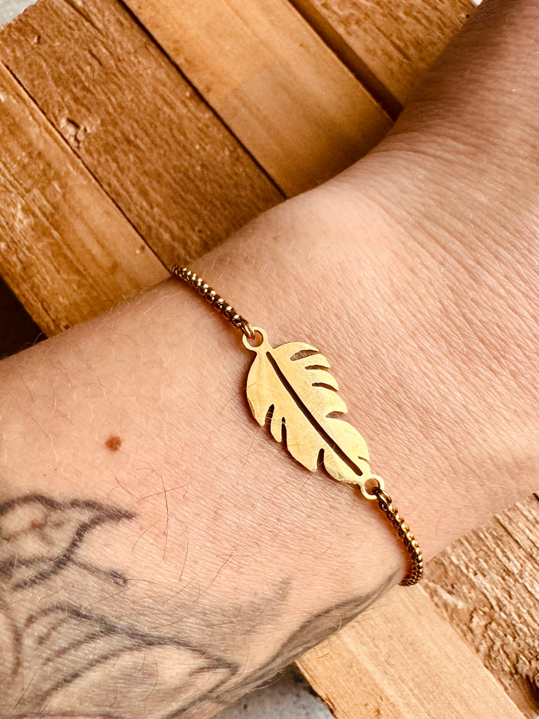 Bracelet plume (doré)