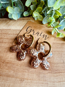 Boucles résine duo de pépites (doré chaud )