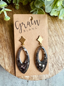 Boucles résine (noir & paillettes)