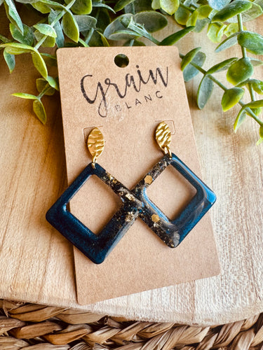 Boucles résine (marine doré)
