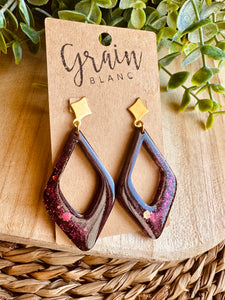 Boucles résine (Bordeaux doré)