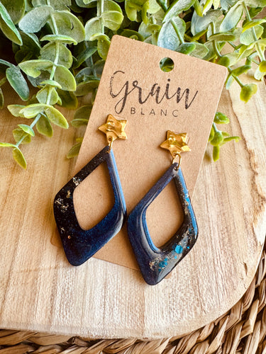 Boucles résine (Marine doré)