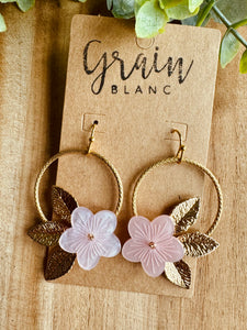 Boucles disques fleurs (doré)