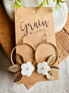 Boucles disques fleurs (doré)