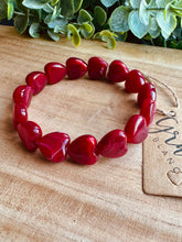 Charger l&#39;image dans la galerie, Bracelet ROUGE RUBIS  « cœurs  » - Taille S