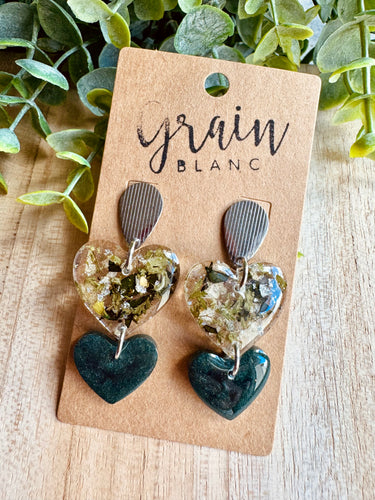 Boucles résine 🤍 (vert argenté)