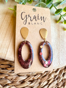Boucles résine (Bordeaux doré)