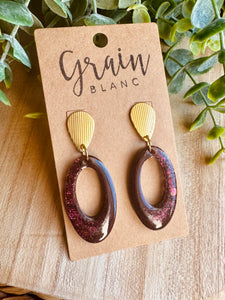 Boucles résine (Bordeaux doré)