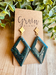Boucles résine (vert doré)