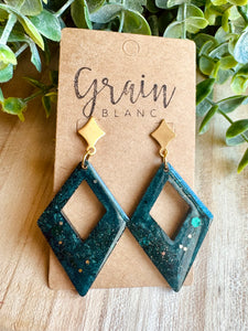 Boucles résine (vert doré)