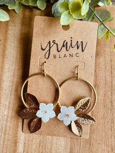 Boucles disques fleurs (doré)