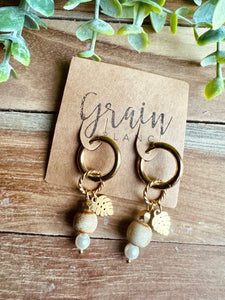 Créoles perles (doré beige)