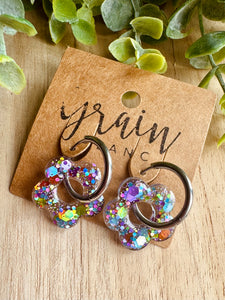 Boucles résine duo de pépites (multicolore argenté)
