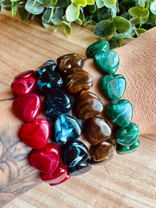 Bracelet ROUGE RUBIS  « cœurs  » - Taille S