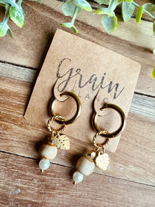 Créoles perles (doré beige)