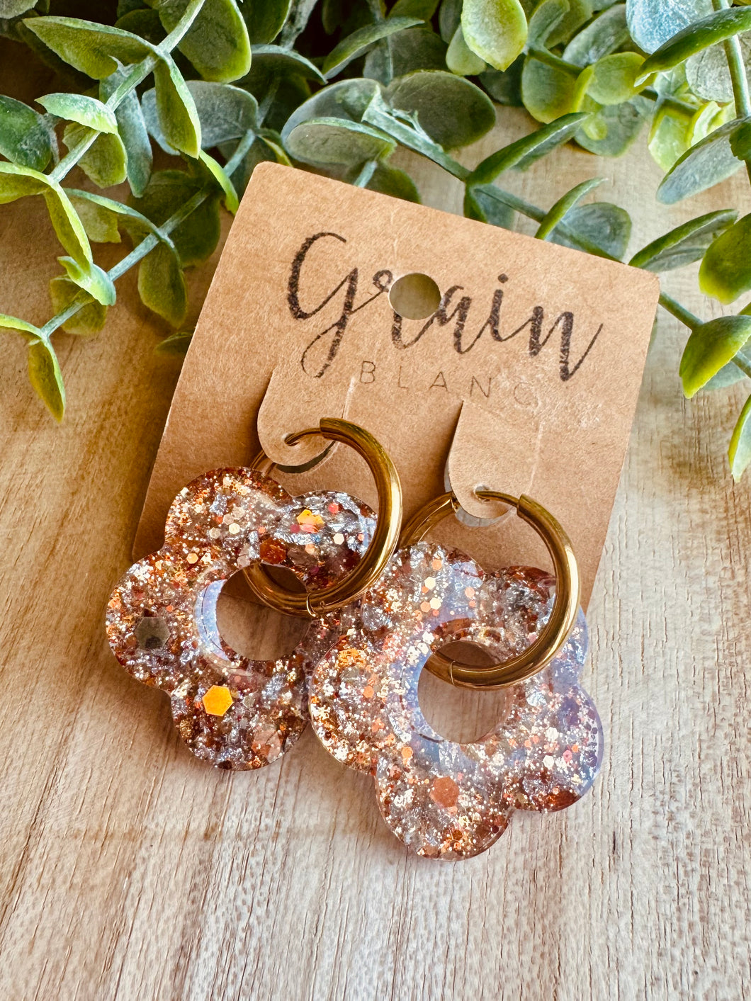 Boucles résine duo de pépites