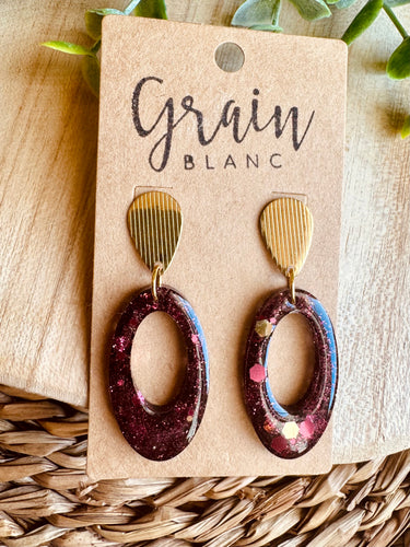 Boucles résine (Bordeaux doré)