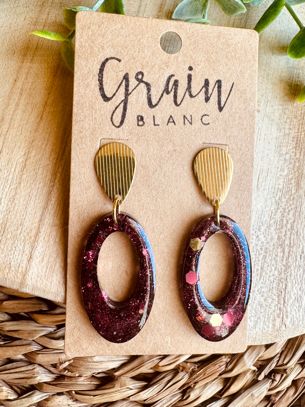 Boucles résine (Bordeaux doré)