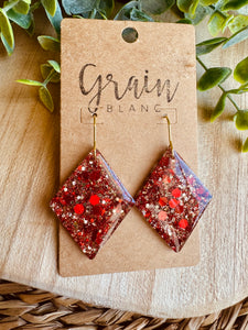 Boucles résine (rouge doré )