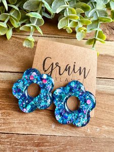 Boucles résine (multi bleu)