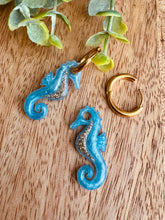Charger l'image dans la galerie, Duo de pépites hippocampe (bleu doré paillettes)