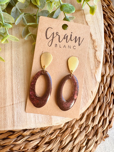 Boucles résine (Bordeaux doré)