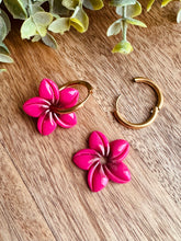 Charger l'image dans la galerie, Duo de pépites fleurs de Tiaré 🌺 (fuchsia cœur marron )