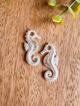 Charger l'image dans la galerie, Duo de pépites hippocampe (blanc doré paillettes)