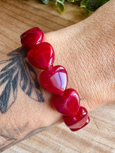 Charger l&#39;image dans la galerie, Bracelet ROUGE RUBIS  « cœurs  » - Taille S