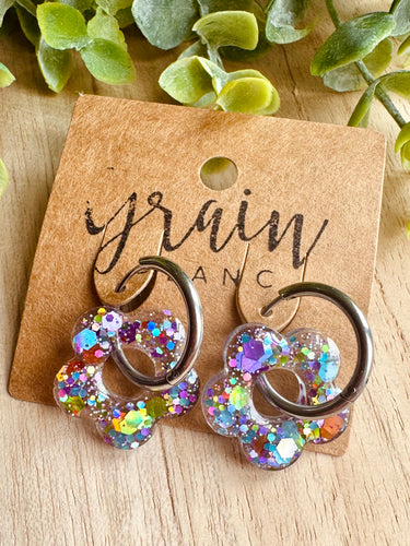 Boucles résine duo de pépites (multicolore argenté)