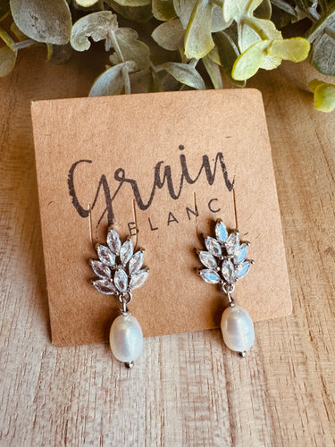 Boucles Perles d’eau douce & strass (argenté)