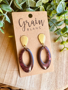 Boucles résine (Bordeaux doré)