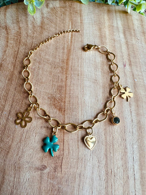 Bracelet Breloques (vert doré)