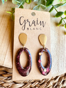 Boucles résine (Bordeaux doré)