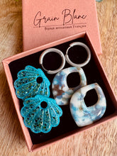 Charger l'image dans la galerie, Kit/Cadeau « duo de pépites » - 2 pampilles + créoles- (bleu-argenté)