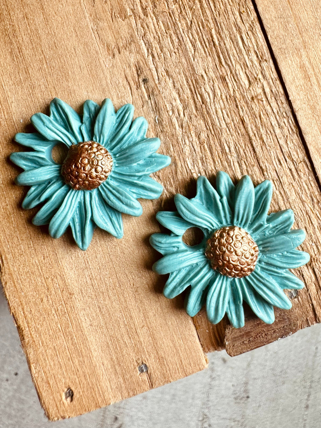 Duo de pépites 🌸 (bleu celadon cœur bronze )