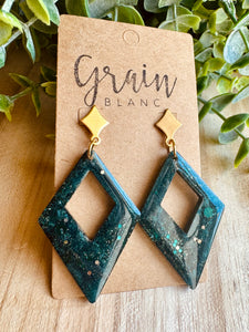 Boucles résine (vert doré)