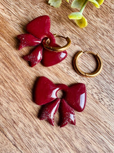 Charger l'image dans la galerie, Duo de pépites - maxi noeud (Bordeaux paillettes dorées)