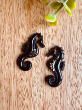 Charger l'image dans la galerie, Duo de pépites hippocampe (noire doré paillettes)