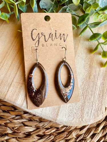 Boucles résine (marron argenté )