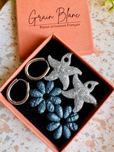 Charger l'image dans la galerie, Kit/Cadeau « duo de pépites » - 2 pampilles + créoles- (bleu-argenté) OFFRE D’ÉTÉ