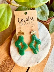 Boucles résine (vert doré)