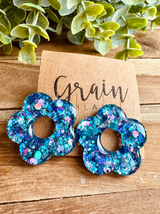Boucles résine (multi bleu)