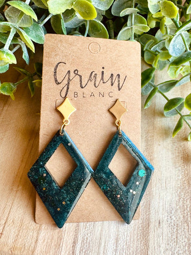 Boucles résine (vert doré)