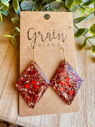 Boucles résine (rouge doré )
