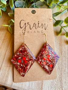 Boucles résine (rouge doré )