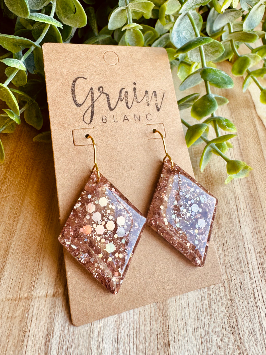 Boucles résine (vieux rose)