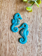 Charger l'image dans la galerie, Duo de pépites hippocampe (turquoise doré paillettes)