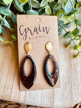 Charger l&#39;image dans la galerie, Boucles résine (noire bronze doré)